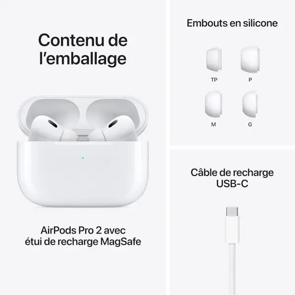 Apple AirPods Pro 2 Wireless Earbuds, Bluetooth Headphones, Active Noise Cancellation, Transparency, Personalized Spatial Audio, High-Fidelity Sound, H2 Chip, USB-C Charging - Image 2