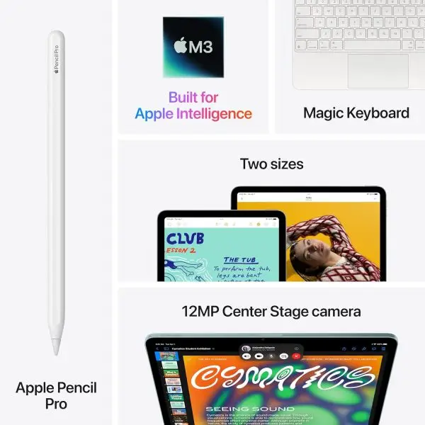 Apple iPad Air 13-inch with M3 chip Built for Apple Intelligence, Liquid Retina Display, 256GB, 12MP Front/Back Camera, Wi-Fi 6E, Touch ID, All-Day Battery Life — Space Gray - Image 3