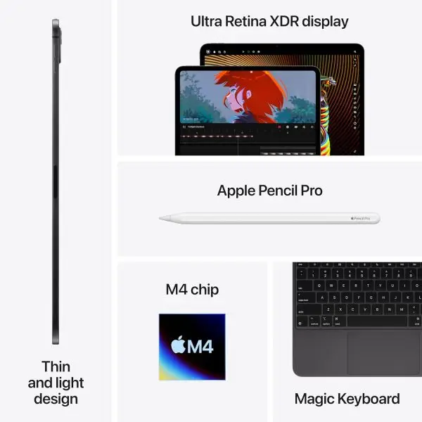 Apple iPad Pro 13-Inch (M4): Built for Apple Intelligence, Ultra Retina XDR Display, 256GB, 12MP Front/Back Camera, LiDAR Scanner, Wi-Fi 6E, Face ID, All-Day Battery Life —... - Image 5