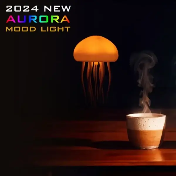 Aurora Mood Light, Dynamic Jellyfish LED Lamp, RGB Gradient, Voice Control, Hanging Indoor Light, Eye-Friendly Warm Light, Sound Activated, Rechargeable Battery, USB Dual Power,... - Image 3