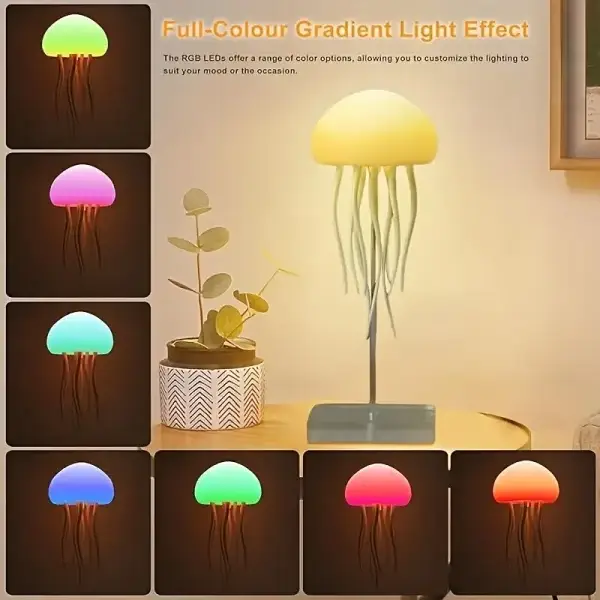 Aurora Mood Light, Dynamic Jellyfish LED Lamp, RGB Gradient, Voice Control, Hanging Indoor Light, Eye-Friendly Warm Light, Sound Activated, Rechargeable Battery, USB Dual Power,... - Image 4