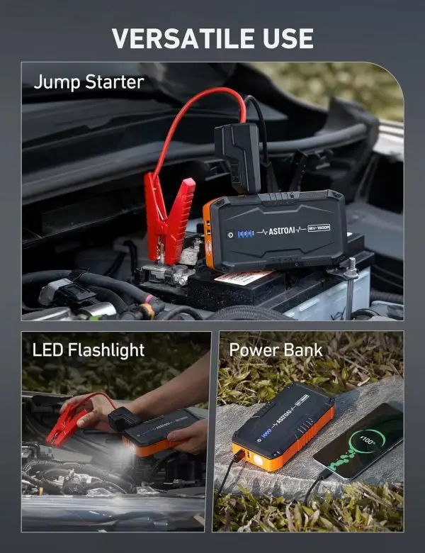 Big Summer Sale Limited Time Offer AED 99د.إ:AstroAI S8 Car Battery Booster Jump Starter Power Pack,1500A 12V Portable Car Jump Starter Power Bank for Up to 6.0L Petrol & 3.0L... - Image 2