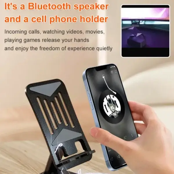 Bluetooth Speaker With Phone Stand 360º Rotating Mobile Phone Holder Anti-Slip Base Bluetooth Audio 5000mAh Power Bank Bracket - Image 4