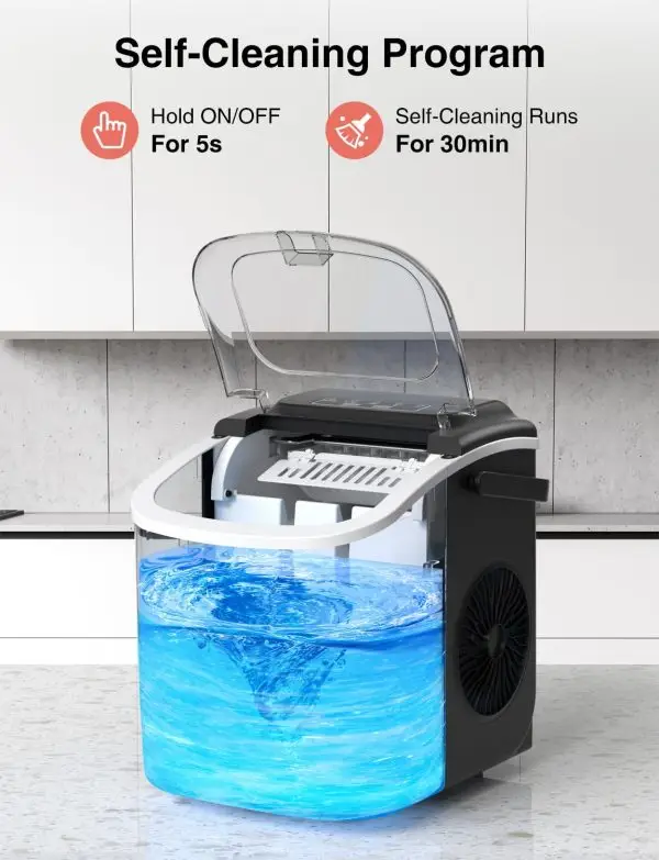 Celebrate with Us Anniversary Limited-Time & Limited-Quantity Deal AED 99.00د.إ:CROWNFUL Ice Maker Countertop, Portable Self-Cleaning Ice Maker Machine with Handle, Scoop and... - Image 3