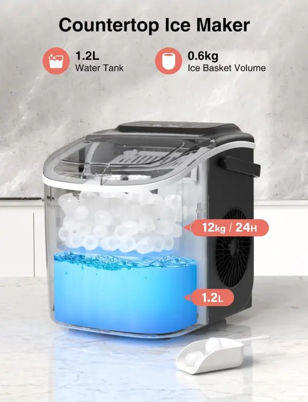 Celebrate with Us Anniversary Limited-Time & Limited-Quantity Deal AED 99.00د.إ:CROWNFUL Ice Maker Countertop, Portable Self-Cleaning Ice Maker Machine with Handle, Scoop and... - Image 4