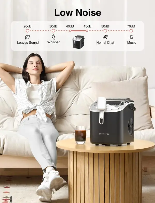 Celebrate with Us Anniversary Limited-Time & Limited-Quantity Deal AED 99.00د.إ:CROWNFUL Ice Maker Countertop, Portable Self-Cleaning Ice Maker Machine with Handle, Scoop and... - Image 6