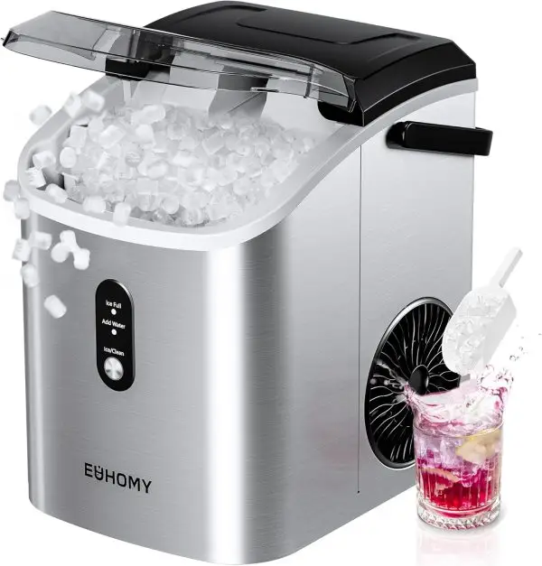 Celebrate with Us Anniversary Limited-Time & Limited-Quantity Deal AED د.إ99-109:EUHOMY Nugget Ice Maker Countertop with Handle, Ready in 6 Mins, 34lbs Per Day, Removable Top... - Image 3