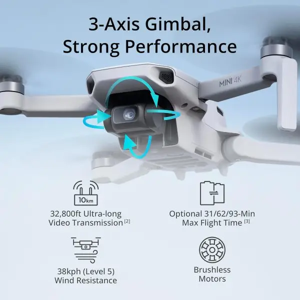 Limited-Time Sale for Summer Surprises AED 99د.إ:DJI Mini 4K Fly More Combo, Drone with 4K UHD Camera for Adults, Under 249 g, 3-Axis Gimbal Stabilization, 10km Video... - Image 4