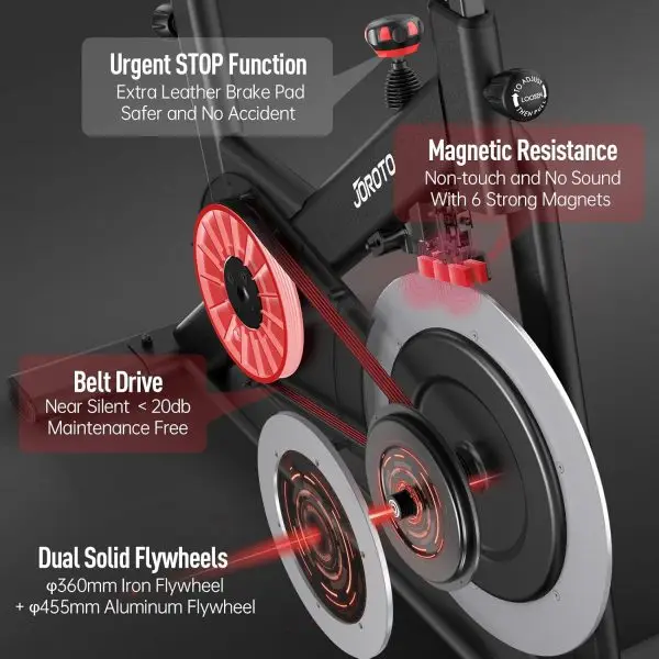 Limited-Time Sale for Summer Surprises AED 99د.إ:JOROTO Exercise Bike/Spin Bike, Silent Stationary Bike Indoor Cycling Bike for home Gym Cardio with Readable Magnetic Resistance... - Image 4
