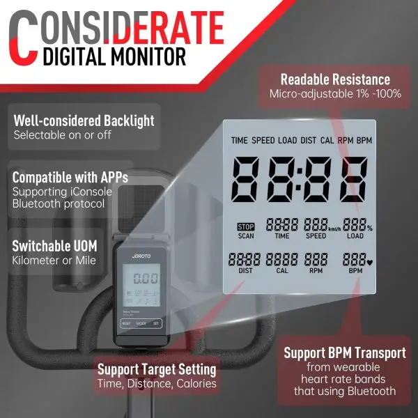 Limited-Time Sale for Summer Surprises AED 99د.إ:JOROTO Exercise Bike/Spin Bike, Silent Stationary Bike Indoor Cycling Bike for home Gym Cardio with Readable Magnetic Resistance... - Image 5