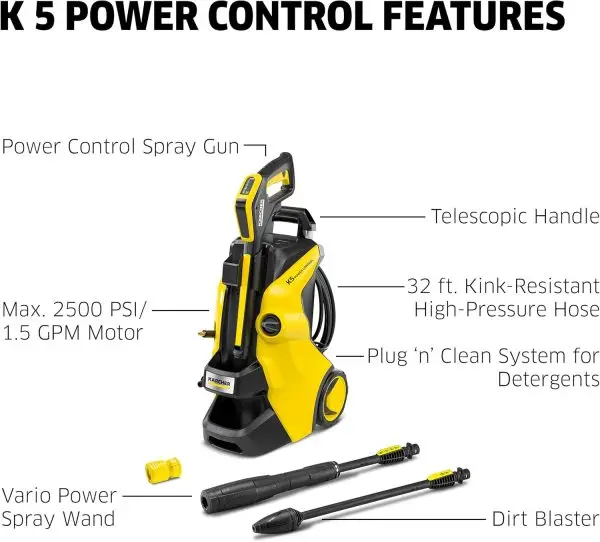 Limited-Time Sale for Summer Surprises AED 99د.إ:Kärcher Pressure Washer, K5 Power Control, Max 2500 PSI, 32 ft. Hose, 2 Spray Wands - 1.55 GPM - Image 3
