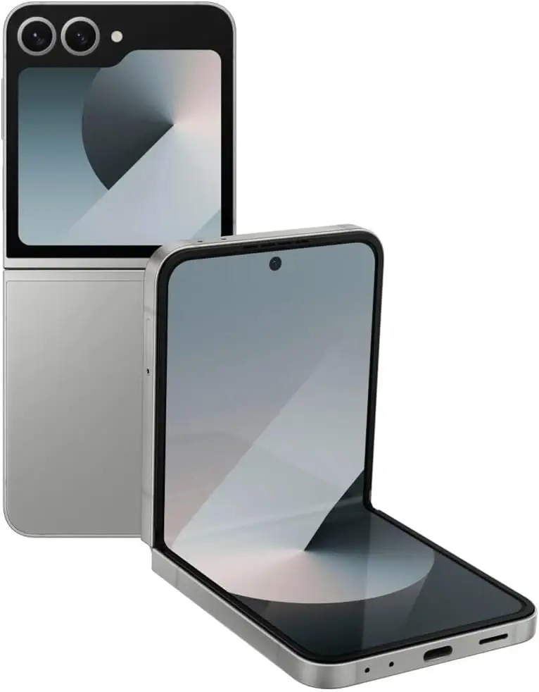Samsung Galaxy Z Flip6, AI Smartphone, Android Smartphone, 256GB Storage, 50MP Rear Camera, AI Flex Zoom, Live Translate - Silver Shadow