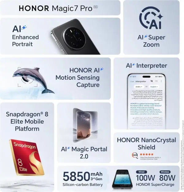 Summer Final Clearance Just AED 89د.إ:HONOR Magic 7 Pro 5G 12GB RAM 512GB Dual SIM With Free Gifts & 360° Damage Protection* - UAE Version - Image 9