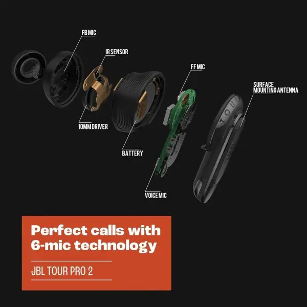 While Stocks Last:JBL Tour Pro 2 - True Wireless Noise Cancelling Earbuds with Smart Charging Case, 6-mic Perfect Calls with Voice Control, Up to 40hrs of Playtime, Immersive... - Image 4