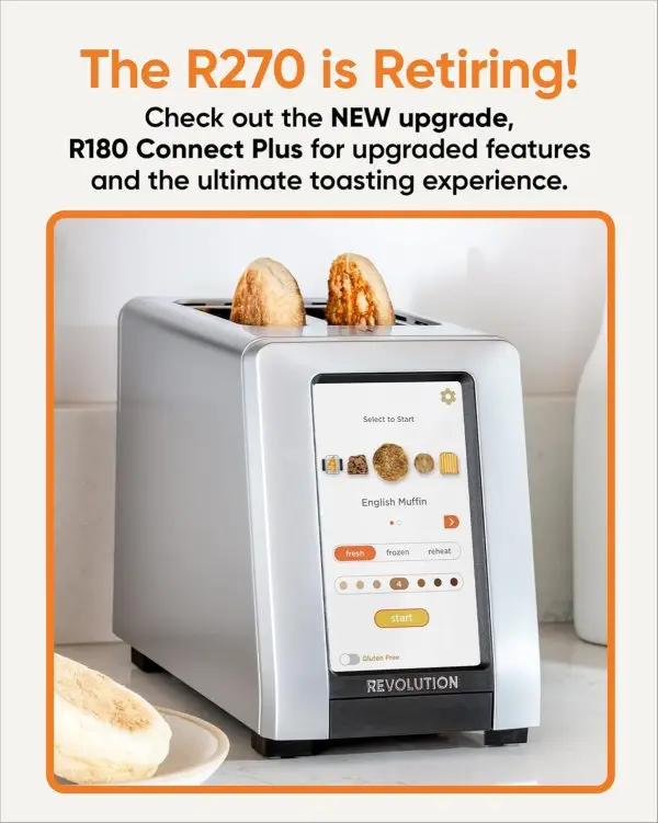 While Stocks Last:Revolution R270 High-Speed Touchscreen Toaster, 2-Slice Smart Toaster with Patented InstaGLO Technology & Gluten-Free, Panini & 16 Bread Modes - Image 2