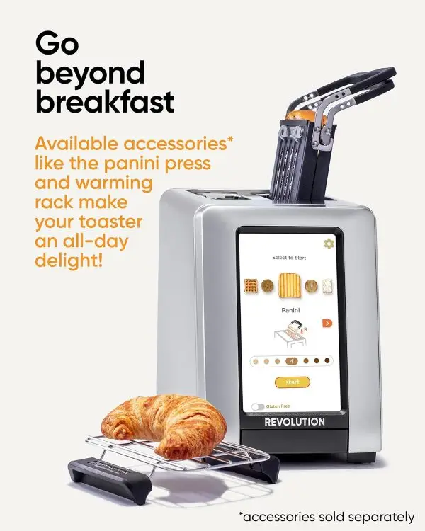 While Stocks Last:Revolution R270 High-Speed Touchscreen Toaster, 2-Slice Smart Toaster with Patented InstaGLO Technology & Gluten-Free, Panini & 16 Bread Modes - Image 4