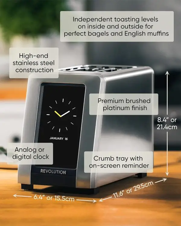 While Stocks Last:Revolution R270 High-Speed Touchscreen Toaster, 2-Slice Smart Toaster with Patented InstaGLO Technology & Gluten-Free, Panini & 16 Bread Modes - Image 7